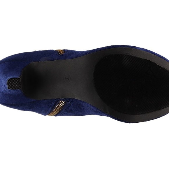 Ultra Blue Suede Gold Zip Detailed Boot NWOB - Picture 7 of 9